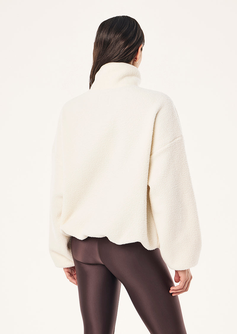 ROTATE QUARTER ZIP IN WHISPER WHITE BY P.E NATION, WOMEN'S ATHLEISURE SHERPA JACKETS