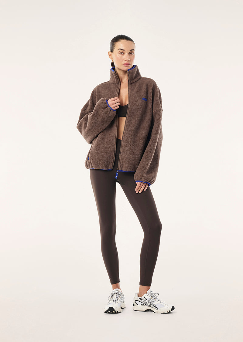 Rotate Sherpa Jacket in Mocha by P.E Nation, Women's Athleisure Sherpa Jackets