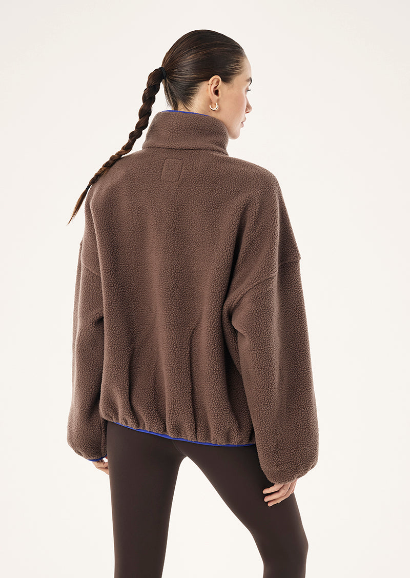 Rotate Sherpa Jacket in Mocha by P.E Nation, Women's Athleisure Sherpa Jackets