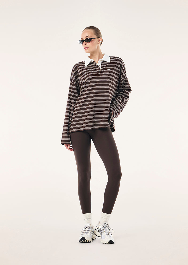 Rugby Long Sleeve Tee | Coffee Stripe | P.E Nation