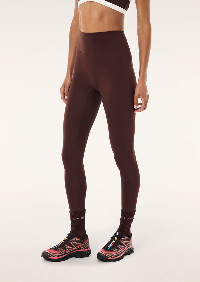 Signature Full Length Legging in Mahogany & Whisper White by P.E Nation, Women's Athleisure Full Length Legging