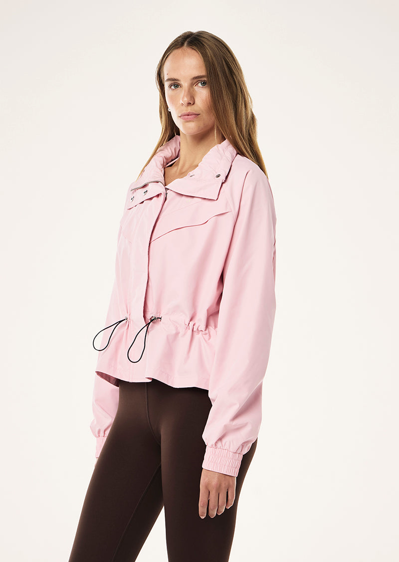 SHELTER JACKET IN CHALK PINK BY P.E NATION, WOMENS ATHLEISURE SPRAY JACKET PINK