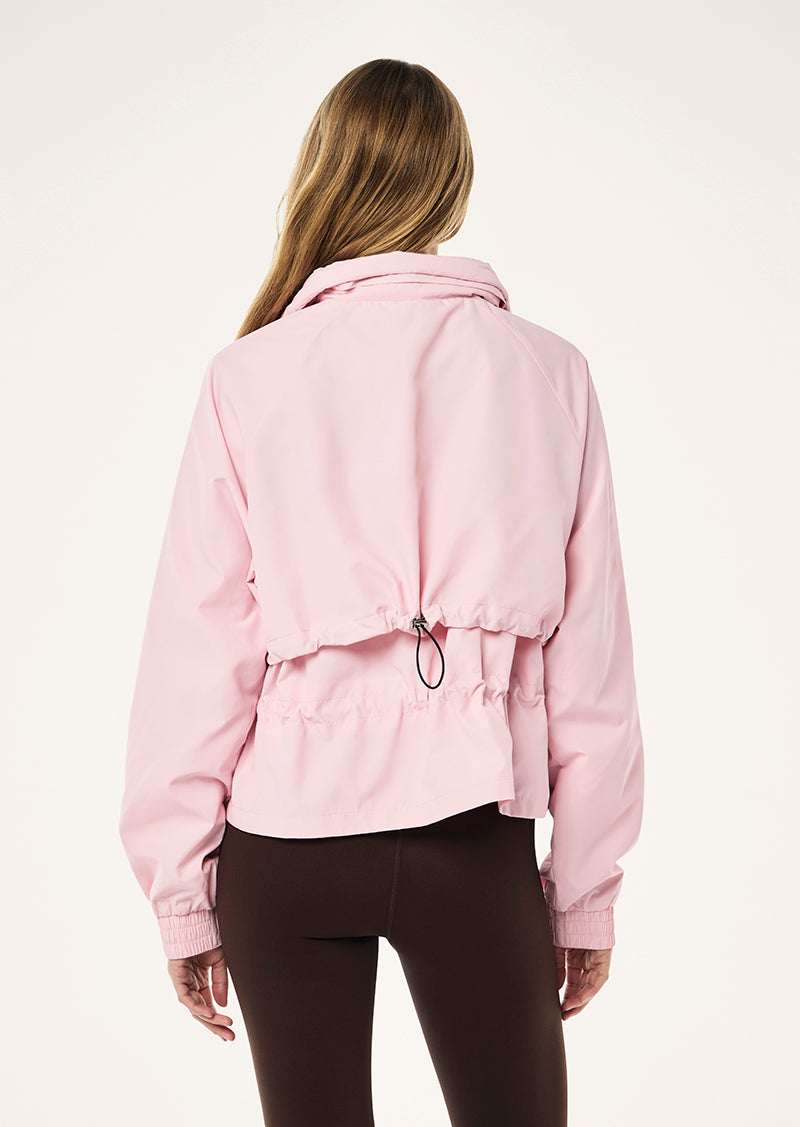 SHELTER JACKET IN CHALK PINK BY P.E NATION, WOMENS ATHLEISURE SPRAY JACKET PINK