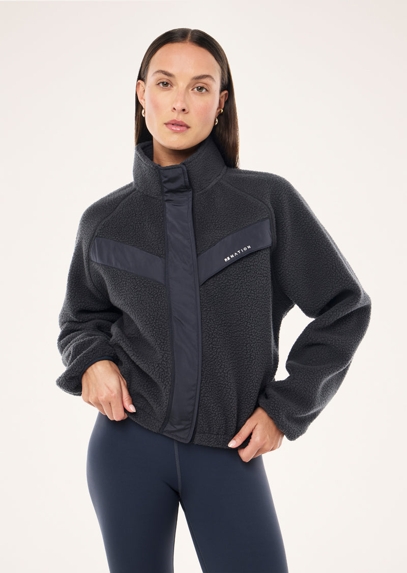 SHELTER SHERPA JACKET IN MARINE BLUE BY P.E NATION