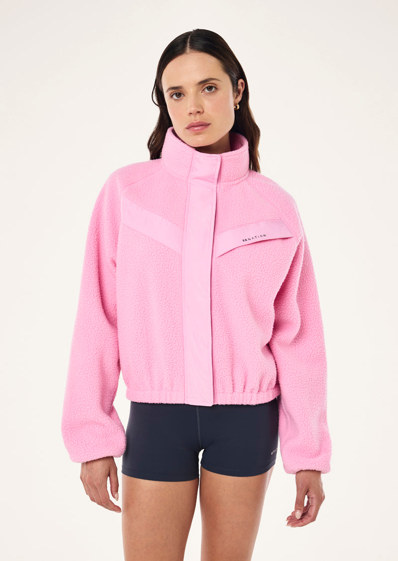 SHELTER SHERPA JACKET IN PRISM PINK BY P.E NATION