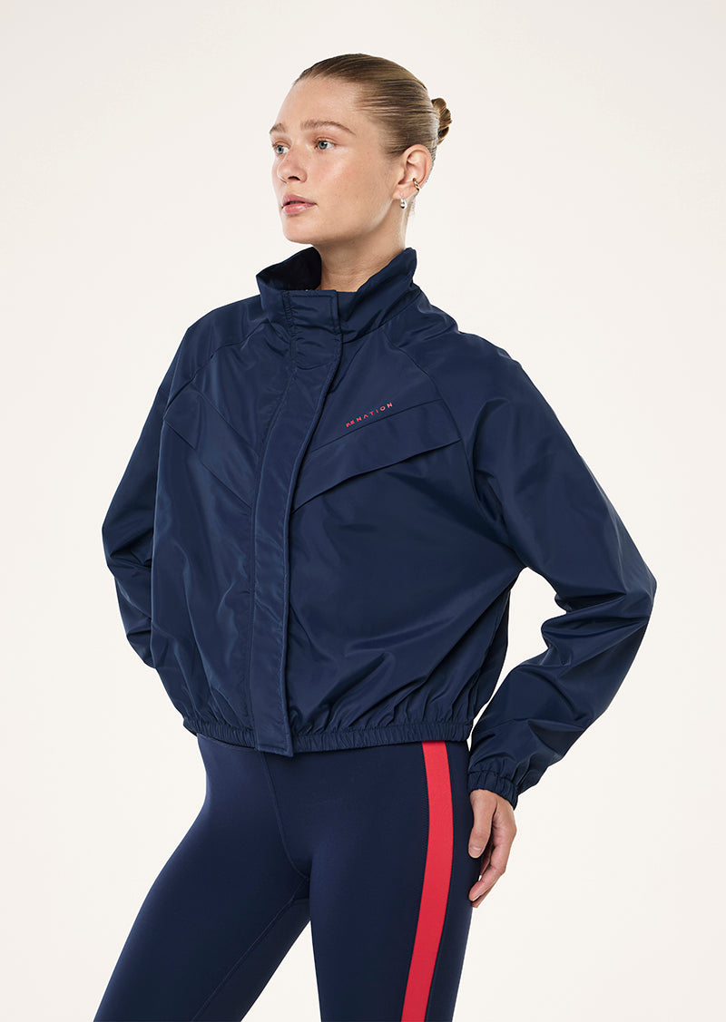 SHIELD JACKET IN DARK NAVY BY P.E NATION, WOMEN'S ATHLEISURE WIND JACKETS