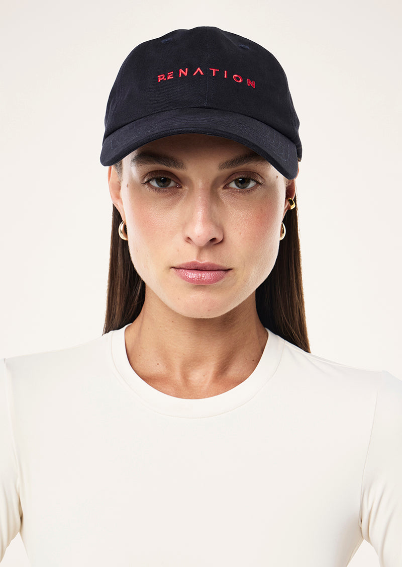 SHIFT CAP IN DARK NAVY & STRAWBERRY BY P.E NATION