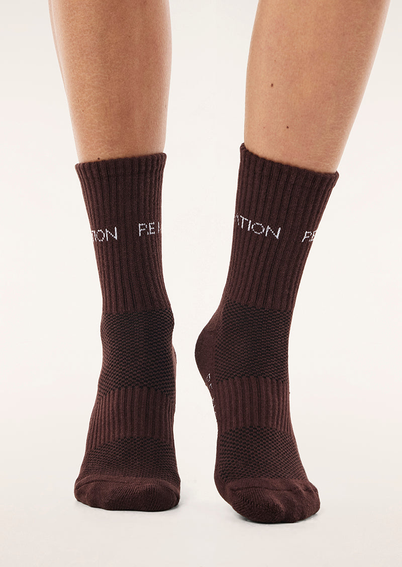 SIGNATURE SOCK IN DARK PLUM BY P.E NATION, WOMEN'S PILATES SOCKS