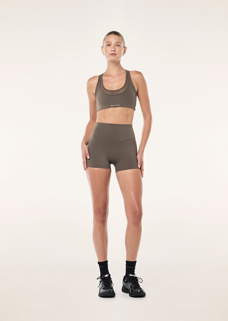 SIGNATURE 3 INCH BIKE SHORT IN MAJOR BROWN BY P.E NATION