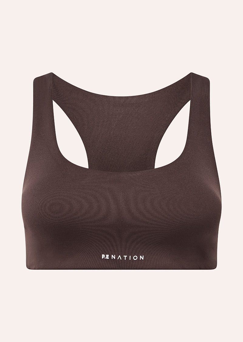 SIGNATURE SCOOP SPORTS BRA IN DARK PLUM BY P.E NATION, WOMEN'S ATHLEISURE SPORTS BRAS