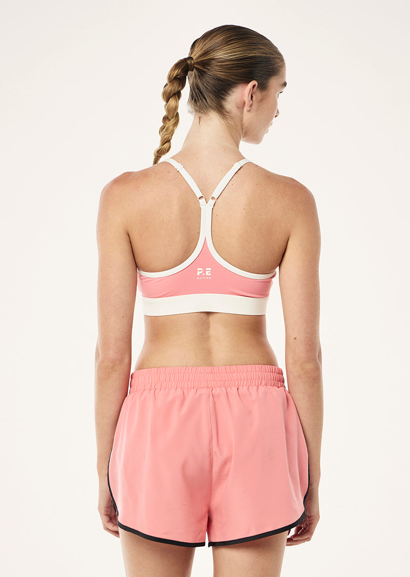 SIGNATURE SPORTS BRA IN DUSTY PINK BY P.E NATION WOMENS ATHLEISURE SPORTS BRA