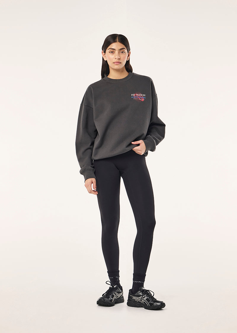 SNAP OVERSIZED SWEAT IN IRON BY P.E NATION, WOMEN'S ATHLEISURE SWEATS