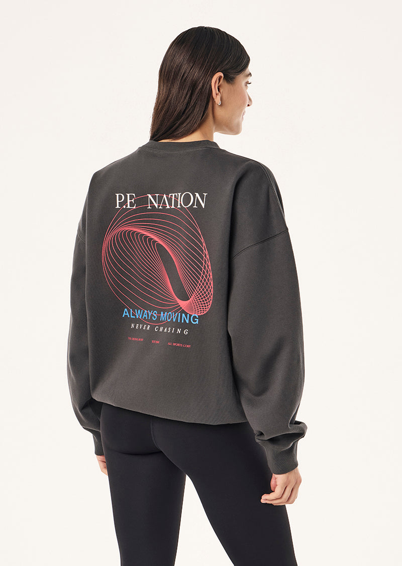 SNAP OVERSIZED SWEAT IN IRON BY P.E NATION, WOMEN'S ATHLEISURE SWEATS