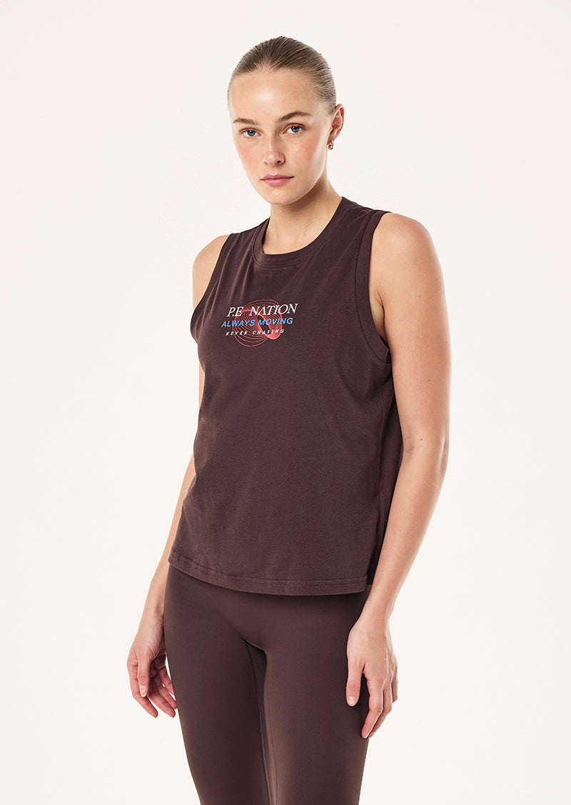 SNAP TANK IN DARK PLUM BY P.E NATION