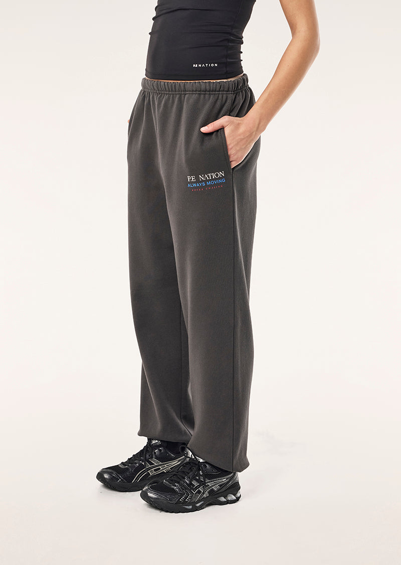 SNAP TRACKPANT IN IRON BY P.E NATION, WOMEN'S ATHLEISURE TRACKPANTS