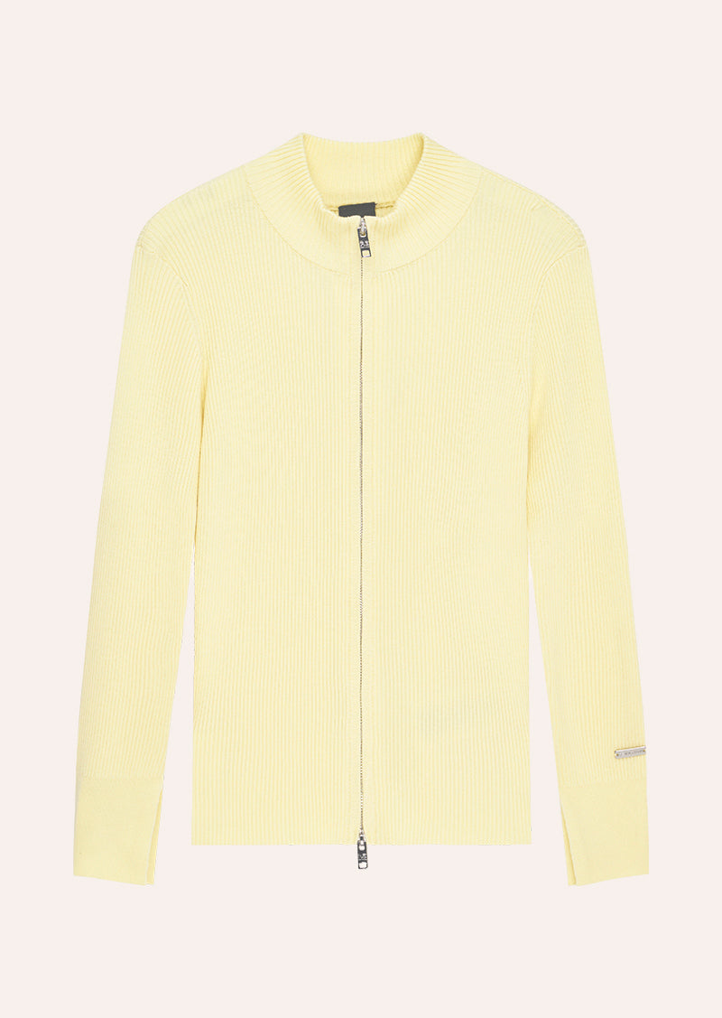 SOLAR KNIT JACKET IN SOFT YELLOW BY P.E NATION, WOMEN'S ATHLEISURE KNITWEAR