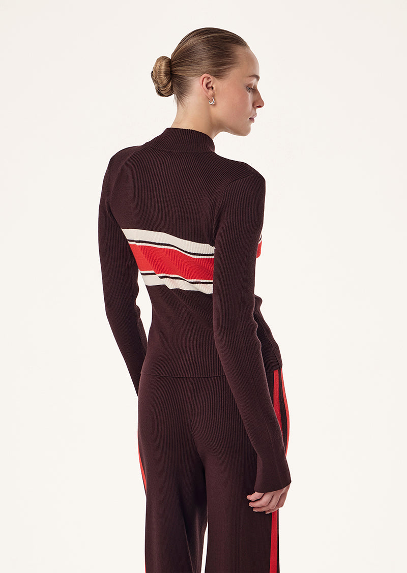 SOLAR KNIT JACKET IN DARK PLUM BY P.E NATION, WOMEN'S ATHLEISURE KNIT JACKETS