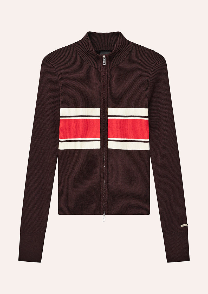 SOLAR KNIT JACKET IN DARK PLUM BY P.E NATION, WOMEN'S ATHLEISURE KNIT JACKETS