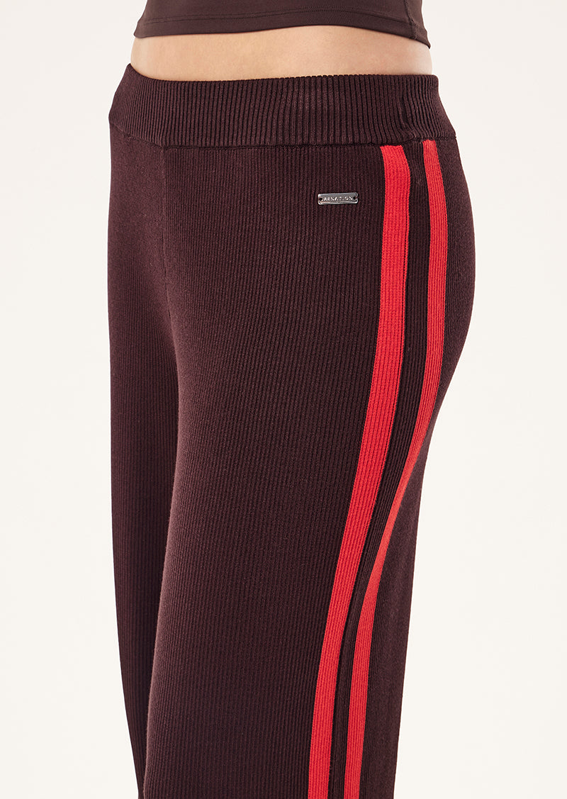 SOLAR KNIT PANT IN DARK PLUM BY P.E NATION, WOMEN'S ATLEISURE KNIT WIDE LEG PANT