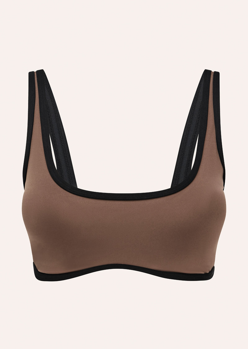 SOLIS SCOOP SPORTS BRA IN MOCHA