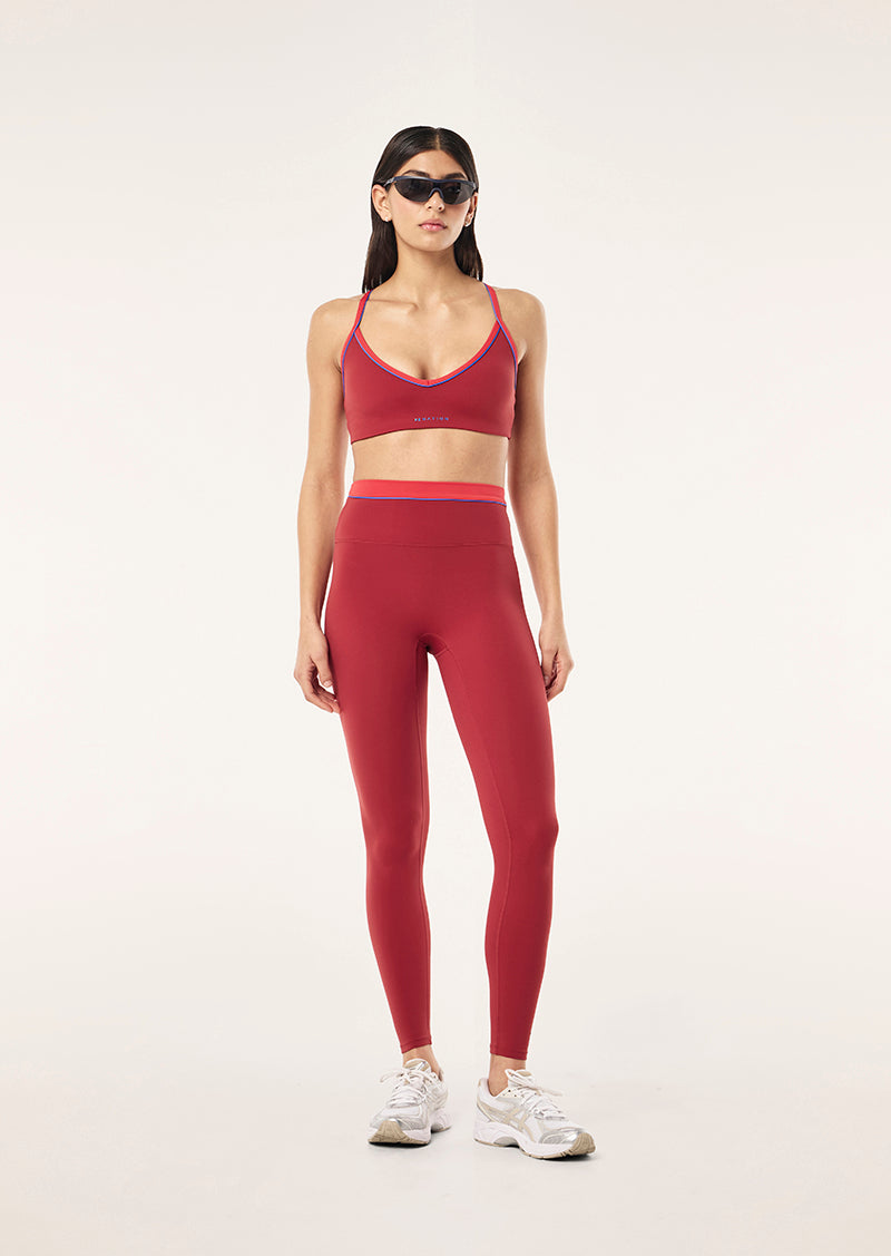 SPECTRUM SPORTS BRA IN CHERRY & STRAWBERRY BY P.E NATION, WOMEN'S PILATES SPORTS BRAS