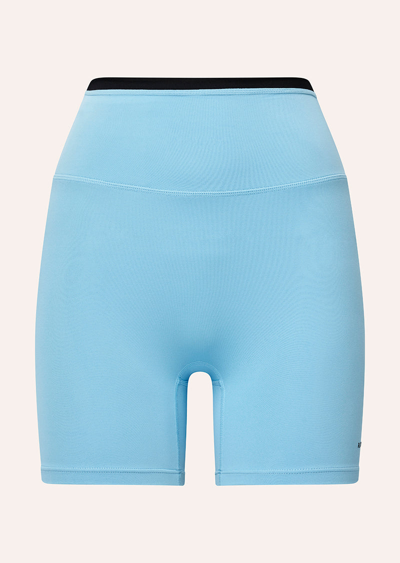 STELLAR 5 INCH BIKE SHORT IN ALASKAN BLUE & BLACK BY P.E NATION, WOMEN'S BIKE SHORTS