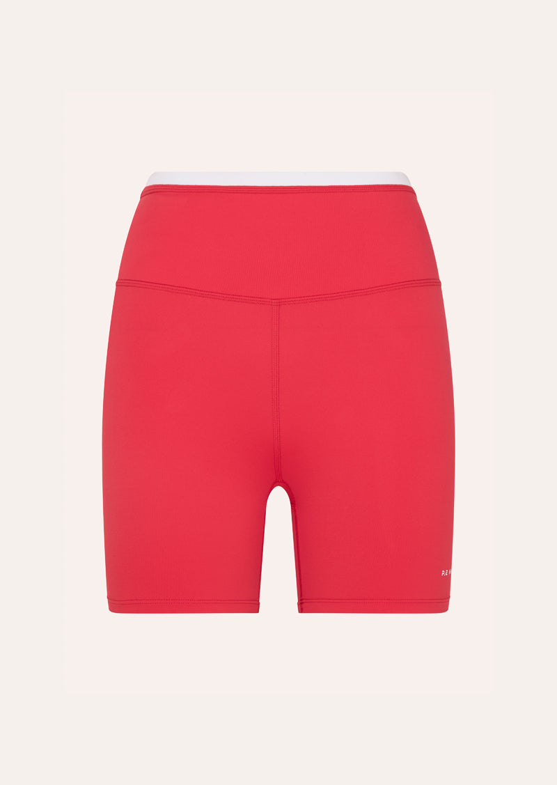 STELLAR 5" BIKE SHORT IN STRAWBERRY & OPTIC WHITE