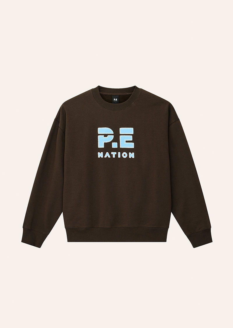STRIKE SWEAT IN COFFEE BY P.E NATION, WOMEN'S ATHLEISURE SWEATSHIRTS
