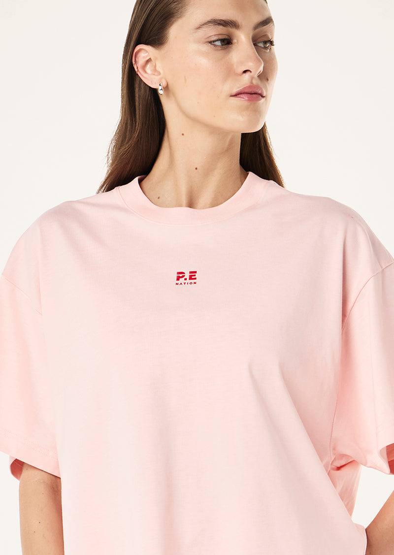 SUPERFINE TEE IN PETAL BY P.E NATION WOMENS GRAPHIC TEE PINK