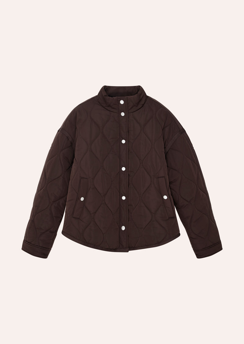 SURGE QUILT JACKET IN ESPRESSO BY P.E NATION, WOMENS OVERSIZED QUILTED JACKET BROWN