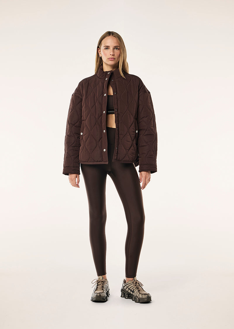 SURGE QUILT JACKET IN ESPRESSO BY P.E NATION, WOMENS OVERSIZED QUILTED JACKET BROWN