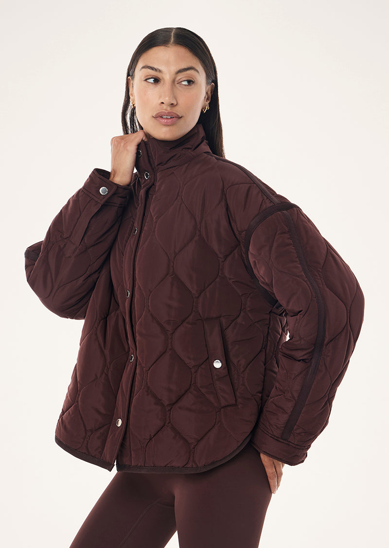 Surge Quilt Jacket in Mehogany by P.E Nation, Women's Athleisure Quilted Jackets