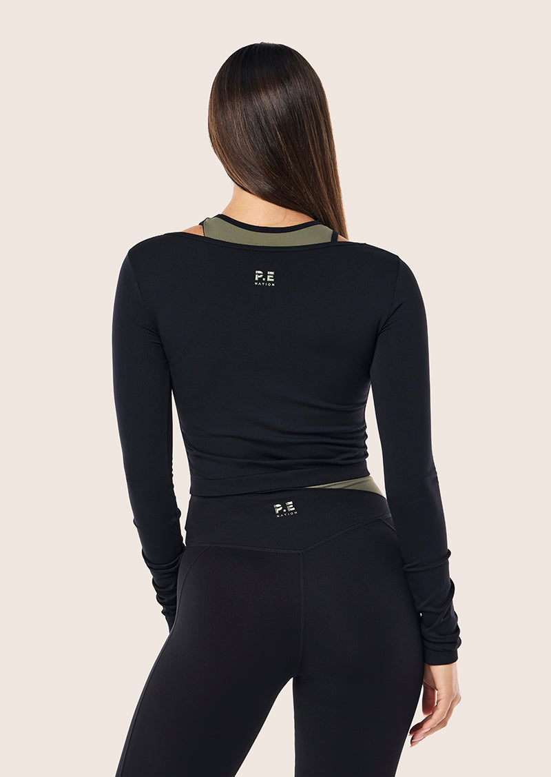 SUTTON LONG SLEEVE CROPPED TOP IN BLACK