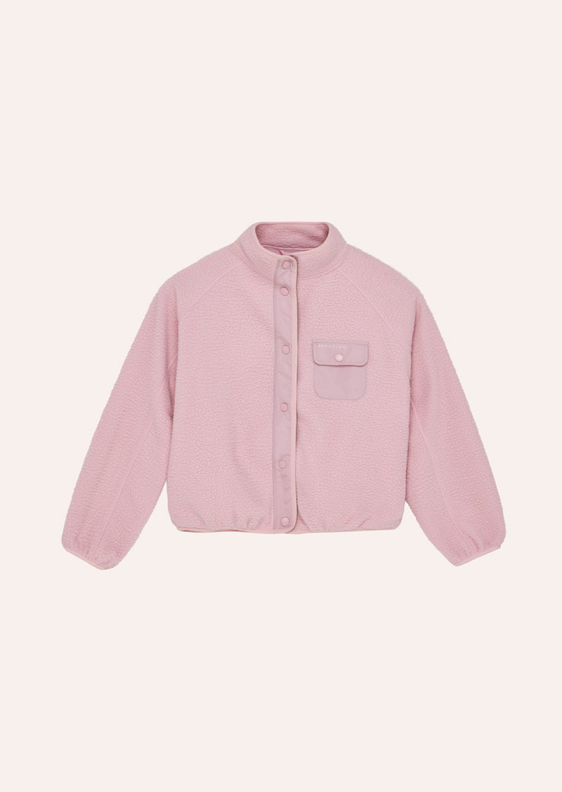 TAKEOVER JACKET IN CHALK PINK BY P.E NATION, WOMENS ATHLEISURE JACKET SHERPA PINK