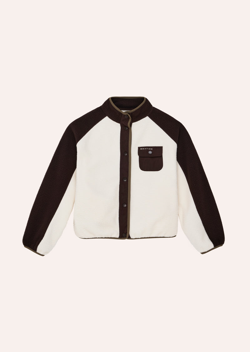 TAKEOVER JACKET IN WHISPER WHITE BY P.E NATION, WOMENS ATHLEISURE JACKET SHERPA CREAM
