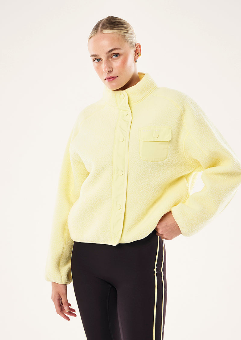 TAKEOVER JACKET IN SOFT YELLOW BY P.E NATION, WOMEN'S SHERPA JACKETS