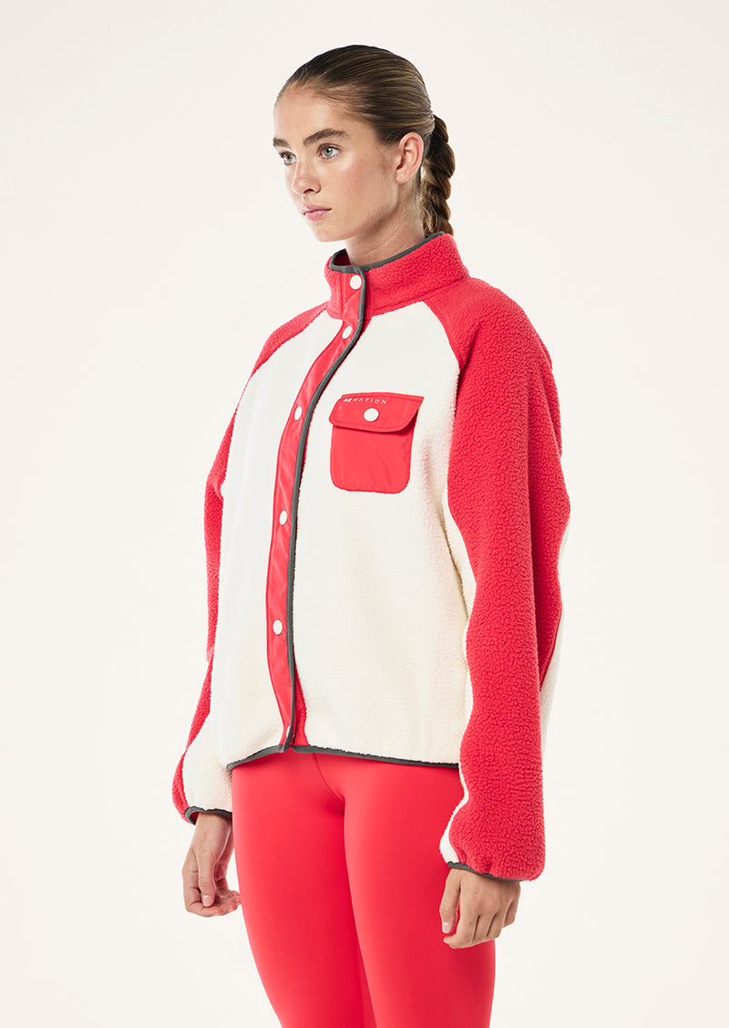 TAKEOVER JACKET IN STRAWBERRY BY BY P.E NATION WOMENS ATHLEISURE JACKET
