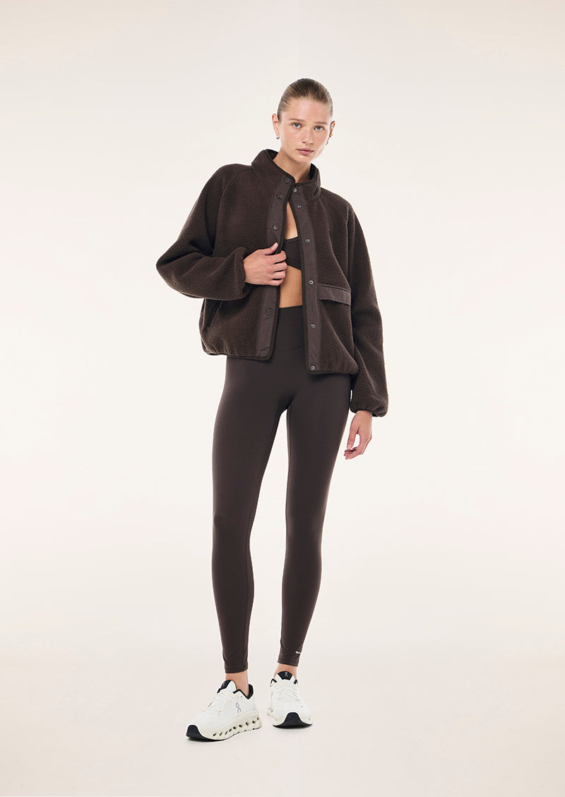 TECHNIQUE AJCKET IN COFFEE BY P.E NATION, WOMEN'S ATHLEISURE JACKETS