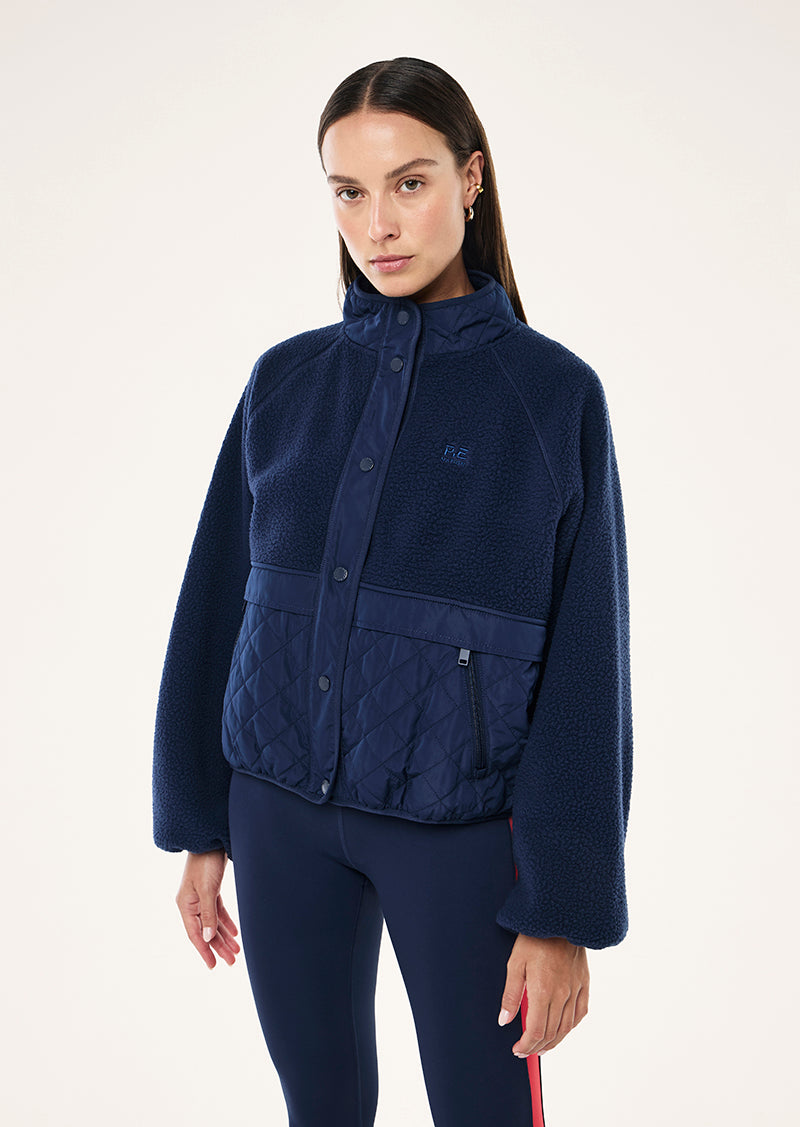TECHNIQUE QUILT JACKET IN DARK NAVY BY P.E NATION