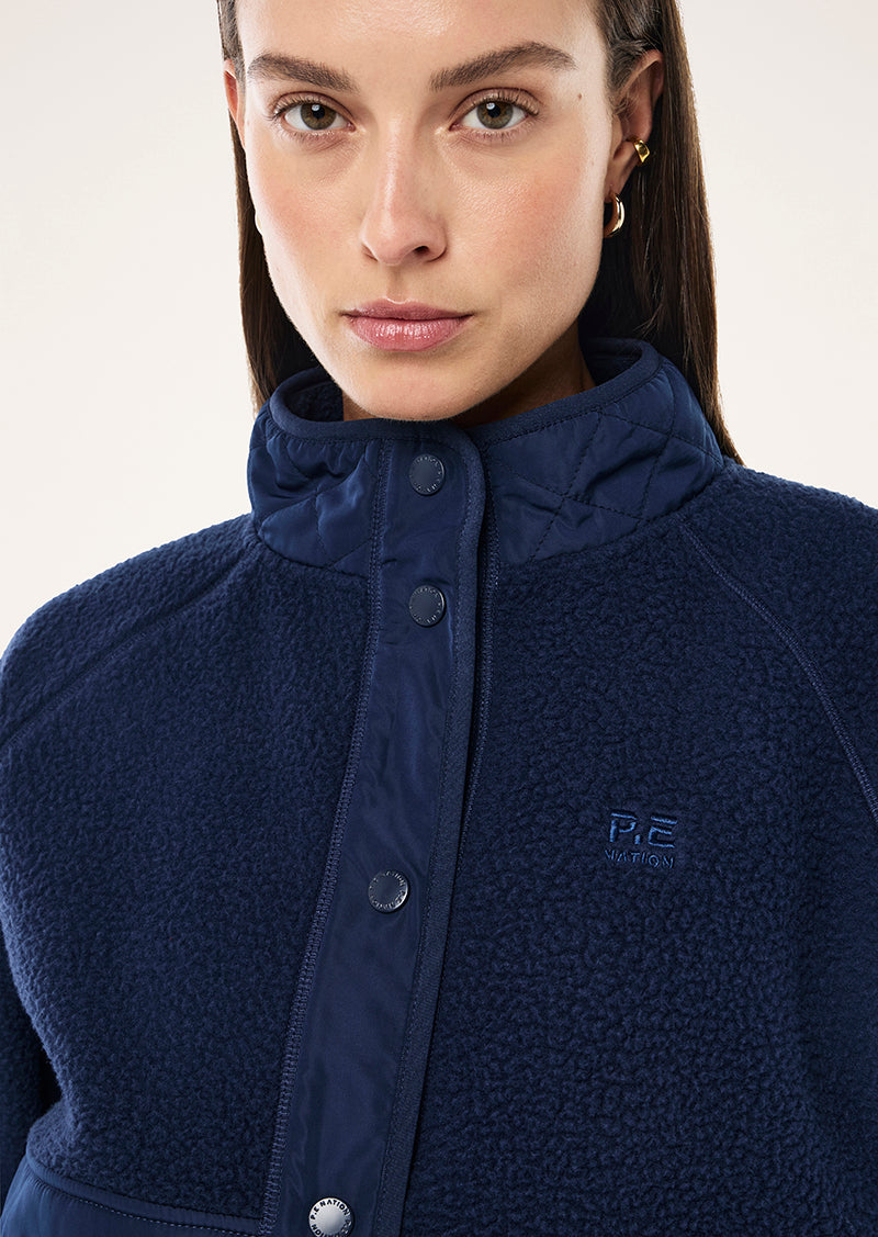 TECHNIQUE QUILT JACKET IN DARK NAVY BY P.E NATION, WOMEN'S ATHLEISURE JACKETS