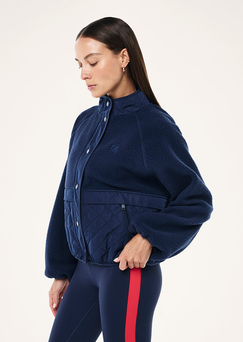 TECHNIQUE QUILT JACKET IN DARK NAVY BY P.E NATION, WOMEN'S ATHLEISURE JACKETS