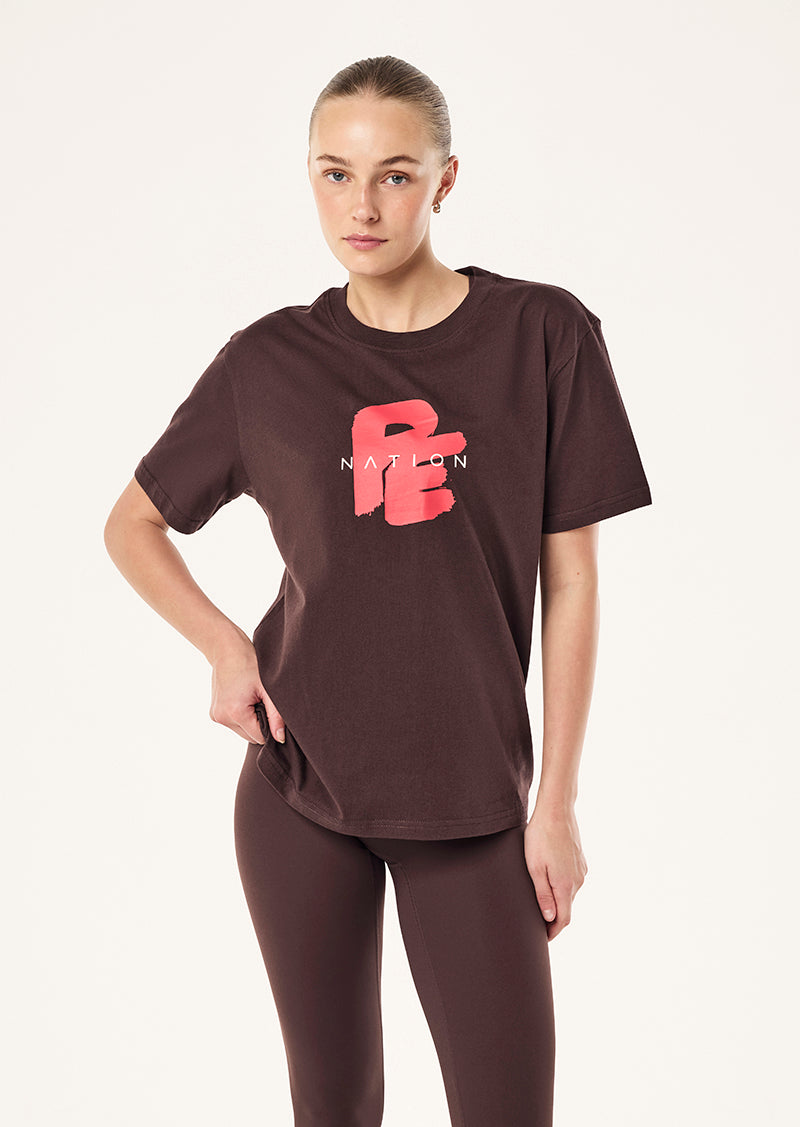 TIDAL RELAXED TEE IN DARK PLUM BY P.E NATION