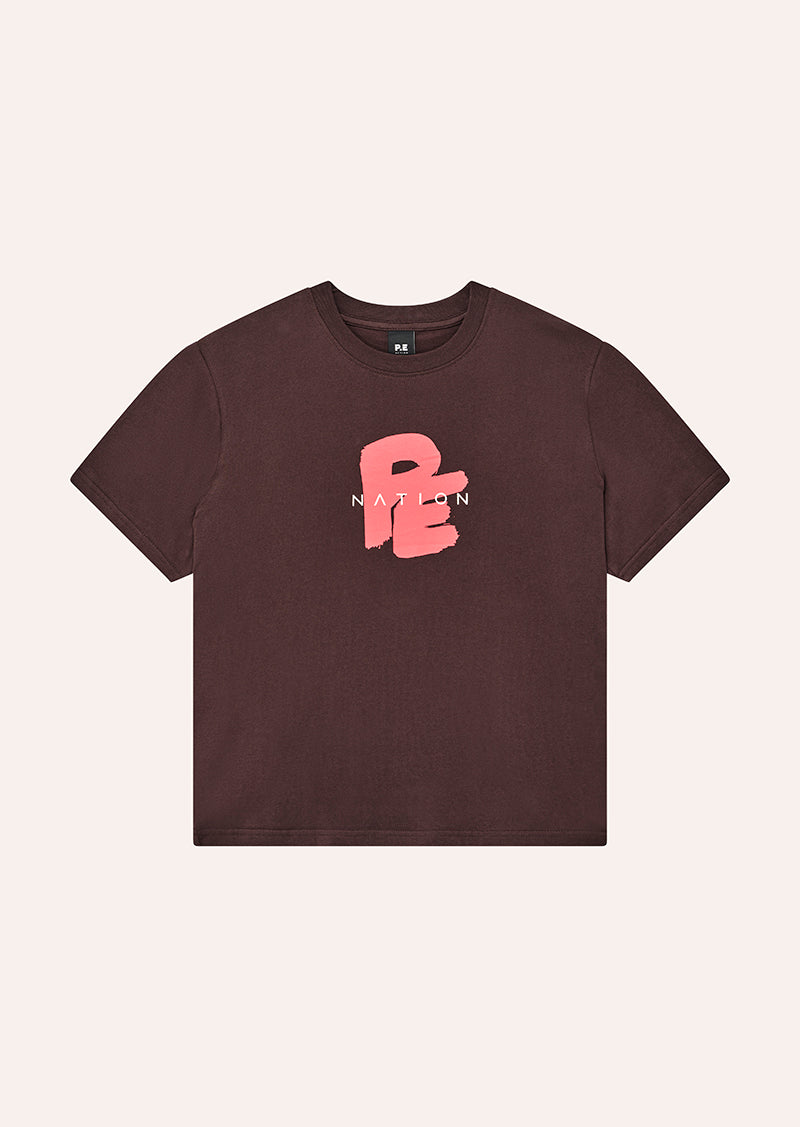 TIDAL RELAXED TEE IN DARK PLUM BY P.E NATION, WOMEN'S ATHLEISURE RELAXED TEE
