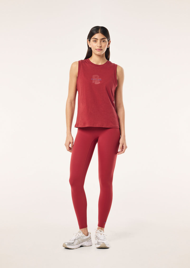 TIDAL TANK IN CHERRY BY P.E NATION, WOMEN'S ATHLEISURE TANKS