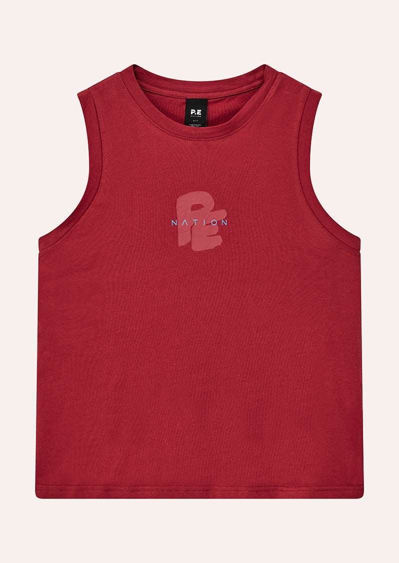 TIDAL TANK IN CHERRY BY P.E NATION, WOMEN'S ATHLEISURE TANKS