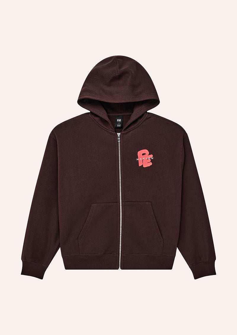 TIDAL ZIP THRU HOODIE IN DARK PLUM BY P.E NATION, WOMEN'S ATHLEISURE HOODIES