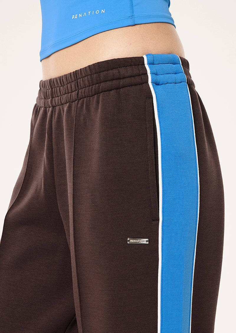 TRIUMPH PANT IN COFFEE & MARINA BY P.E NATION, WOMEN'S ATHLEISURE TRACKPANTS