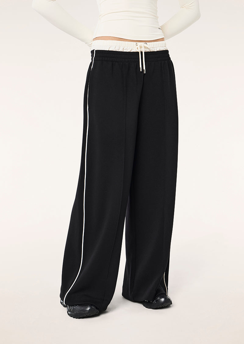 TRIUMPH DUAL PANT IN BLACK AND WHISPER WHITE BY P.E NATION, WOMEN'S ATHLEISURE TRACKPANTS