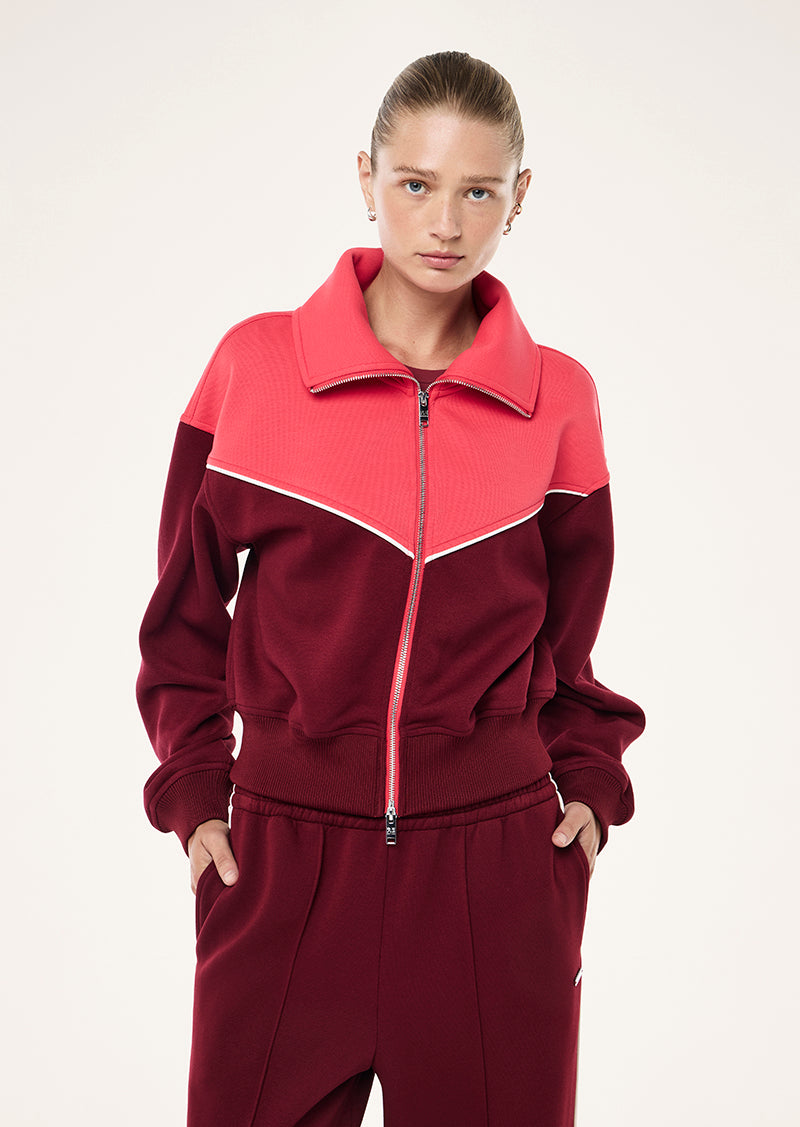 TRIUMPH JACKET IN CABERNET & STRAWBERRY BY P.E NATION