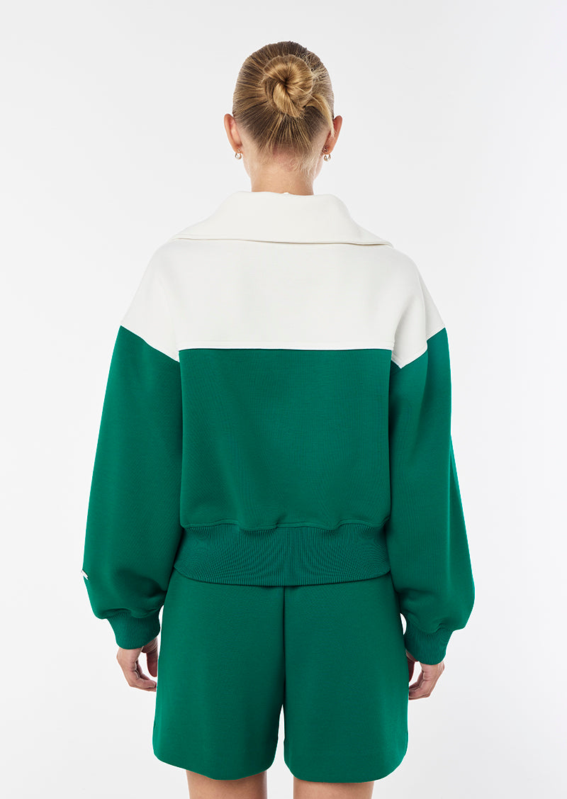 TRIUMP JACKET IN COLLEGE GREEN AND WHISPER WHITE BY P.E NATION, WOMEN'S JACKETS